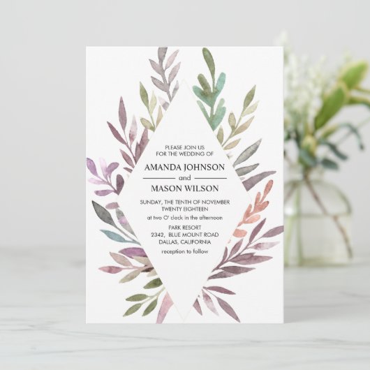 Foliage Weddenschap met fijne Waterverf Kaart (Staand voorkant)