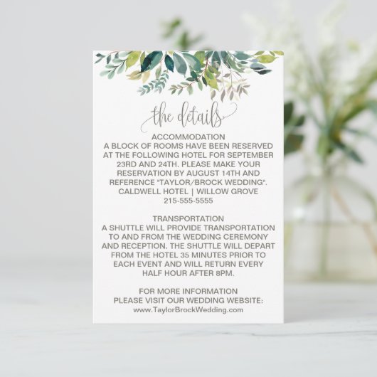 Foliage Wedding Details Kaart (Staand voorkant)