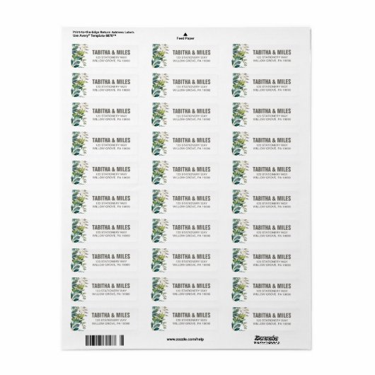 Foliage Wedding Return Address Labels (Full Sheet)