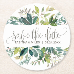 Foliage Wedding Save the Date Notice Ronde Kartonnen Onderzetter