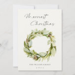 Foliage Winter Wreath Merriest Kerstmis Logo Feestdagenkaart<br><div class="desc">Als u nog meer aanpassingen nodig hebt,  kunt u mij op yellowfebstudio@gmail.com vrij klikken.</div>