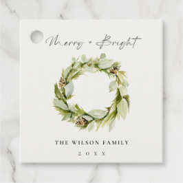 Foliage Winter Wreath Merry & Bright Kerstfeest Ho Bedankjes Labels