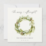 Foliage Winter Wreath Merry & Bright Kerstmis Feestdagenkaart<br><div class="desc">Als u nog meer aanpassingen nodig hebt,  kunt u mij op yellowfebstudio@gmail.com vrij klikken.</div>