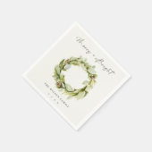 Foliage Winter Wreath Merry & Bright Kerstmis Servet (Hoek)