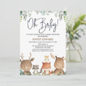 Foliage Woodland Animals Baby shower Kaart (Staand voorkant)