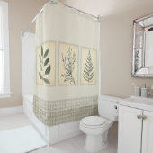 Foliage Woven Edge Neutral Beige Douchegordijn (In situ)