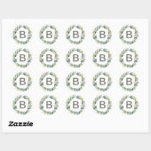 Foliage Wreator Monogram Wedding Envelope Seals Ronde Sticker (Vel)