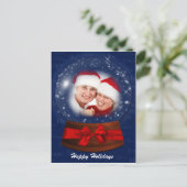 folidays blue snow globe foto PostCards Feestdagenkaart (Staand voorkant)