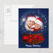 folidays blue snow globe foto PostCards Feestdagenkaart (Voorkant / Achterkant)