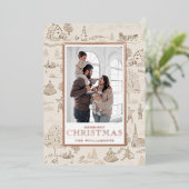 Folie 12 Dagen van Kerstmis Toile Vakantie Fotokaa Folie Uitnodiging (Staand Voorkant)