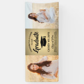 Folie 2 Photo Black & Gold Faux Afstuderen Spandoek (Verticaal)