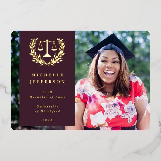 Folie + Aankondiging Afstuderen Burgundy Law Schoo (Voorkant)