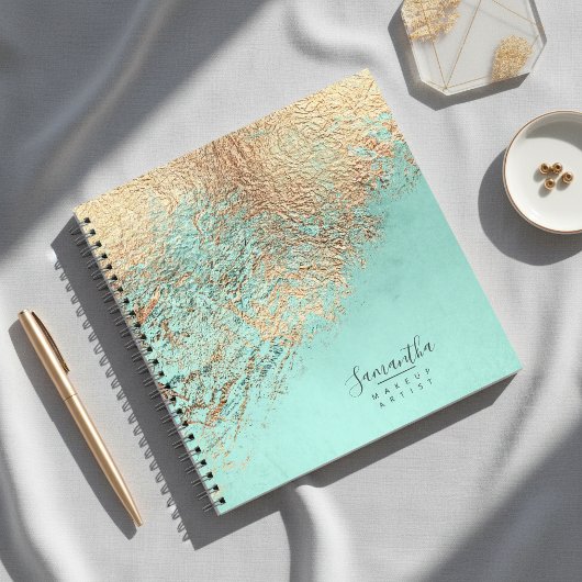 Folie Abstract Goud Teal ID775 Notitieboek