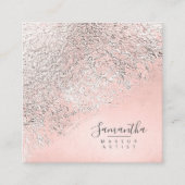 Folie Abstract Silver Roos Gold ID775 Vierkante Visitekaartje (Voorkant)