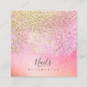 Folie Abstracte Gold Peach ID775 Vierkante Visitekaartje (Voorkant)