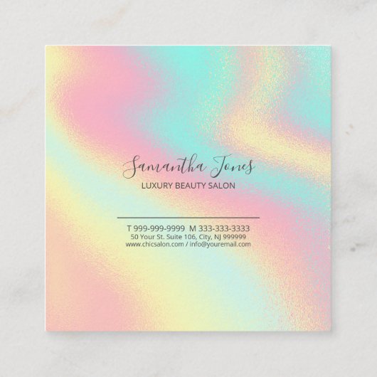 Folie Abstracte Holografische Regenboog ID775 Vierkante Visitekaartje (Achterkant)