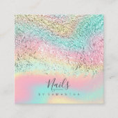Folie Abstracte Holografische Regenboog ID775 Vierkante Visitekaartje (Voorkant)