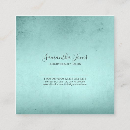 Folie Abstracte Silver Blauwgroen ID775 Vierkante Visitekaartje (Achterkant)