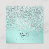 Folie Abstracte Silver Blauwgroen ID775 Vierkante Visitekaartje (Voorkant)