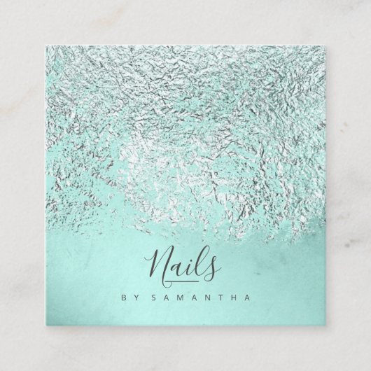 Folie Abstracte Silver Blauwgroen ID775 Vierkante Visitekaartje (Voorkant)