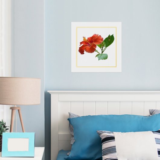 Folie Accent Red Hibiscus Flower Print (Insitu (Slaapkamer))