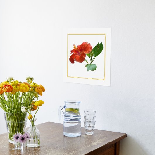 Folie Accent Red Hibiscus Flower Print (Laag (Keuken))