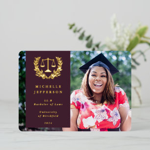 Folie + Afstudeeraankondiging Burgundy Law School Uitnodiging