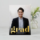 Folie Afstudeerder | Verticaal foto-Afstuderen Folie Uitnodiging (Staand Voorkant)