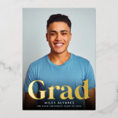Folie Afstudeerder | Verticaal foto-Afstuderen Folie Uitnodiging (Voorkant)