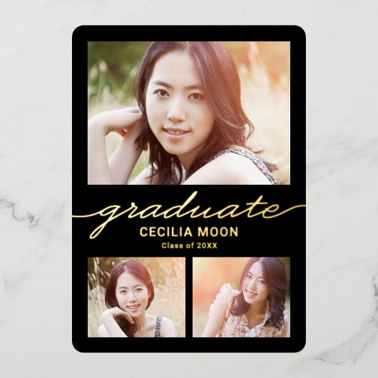 Folie Afstuderen Foto-uitnodiging Opulent Type Uitnodiging (Voorkant)