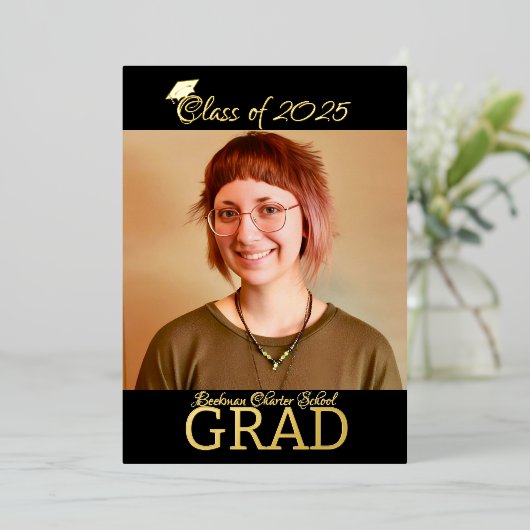 Folie Afstuderen Invitation Uitnodiging (Staand Voorkant)