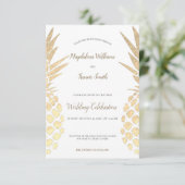 folie anananas bruiloft voor faux gold kaart (Staand voorkant)