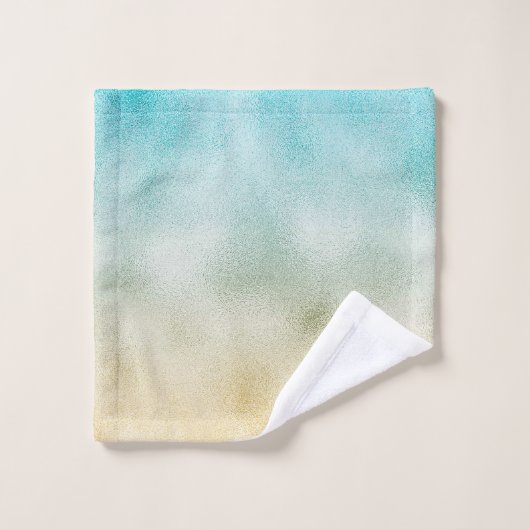 Folie Aqua en Gold Ombre Bad Handdoek (Wasdoekje)