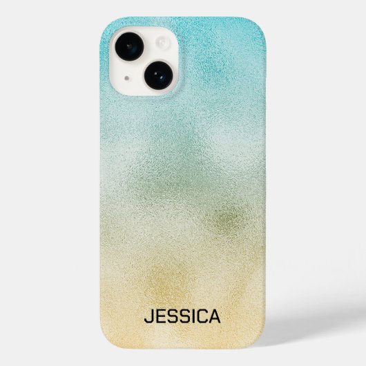 Folie Aqua en Gold Ombre Case-Mate iPhone Case (Achterkant)