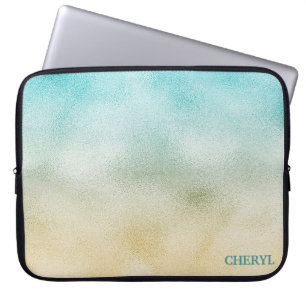 Folie Aqua en Gold Ombre Laptop Sleeve