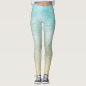 Folie Aqua en Gold Ombre Leggings (Voorkant)