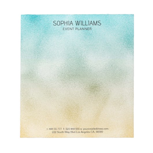 Folie Aqua en Gold Ombre Notitieblok (Voorkant)