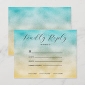 Folie Aqua en Gold Ombre RSVP Kaartje (Voorkant / Achterkant)