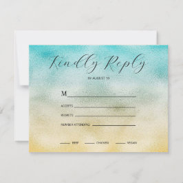 Folie Aqua en Gold Ombre RSVP Kaartje