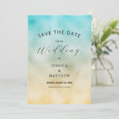 Folie Aqua en Gold Ombre Save The Date (Staand voorkant)