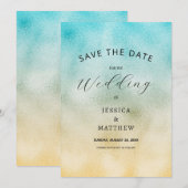 Folie Aqua en Gold Ombre Save The Date (Voorkant / Achterkant)
