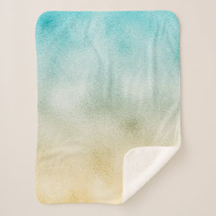 Folie Aqua en Gold Ombre Sherpa Deken