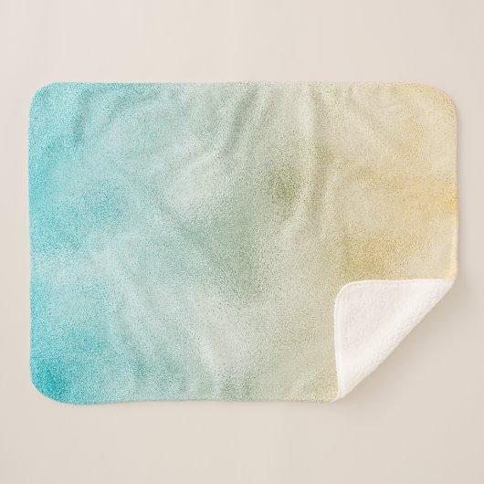 Folie Aqua en Gold Ombre Sherpa Deken (Voorkant (horizontaal))