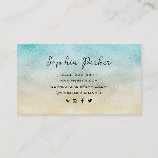 Folie Aqua en Gold Ombre Visitekaartje (Achterkant)