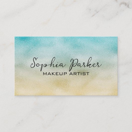 Folie Aqua en Gold Ombre Visitekaartje (Voorkant)