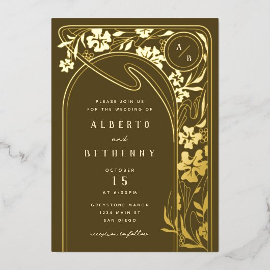 Folie Art Nouveau Arch Folie Uitnodiging (Voorkant)