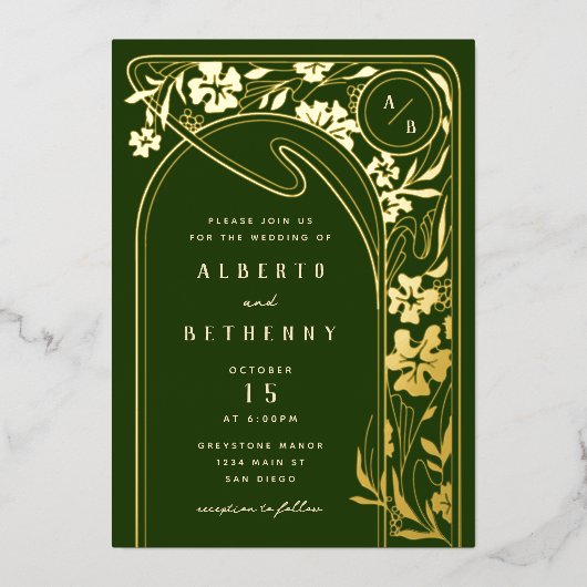 Folie Art Nouveau Arch Folie Uitnodiging (Voorkant)