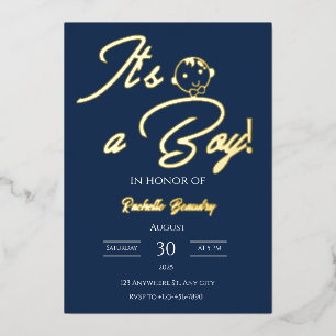 Folie Baby Shower Kaart – Blauwe Thema