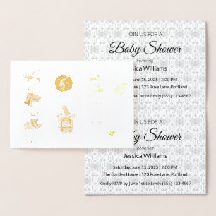Folie Baby Shower Uitnodiging Elegante Luxe