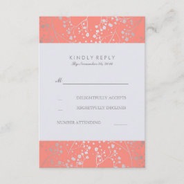 Folie Baby's Breath Silver Koraal Bruiloft RSVP Ka Kaartje
